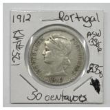 1912 Portigal ASW .3356 .8300 Silver Coin
