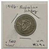 1946 Australian Schilling .500 Silver Coin