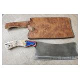 Damascus Chef Chopper Knife w/ Sheath