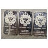 (3) One Ounce Silver Bars: Scottsdale #2