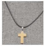 Yellow Jade Cross Pendant Necklace