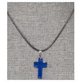 Royal Blue Cross Pendant Necklace