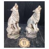 (2) Resin Wolf Statues