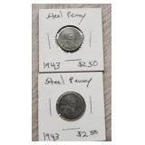 (2) 1943 Steel Pennies