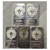 (5) One Ounce Silver Bars: Scottsdale #2