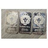 (3) One Ounce Silver Bars: Scottsdale #1