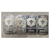 (4) One Ounce Silver Bars: Scottsdale