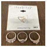(4) Various Sterling Silver Rings