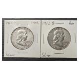 1961-D & 1962-D Franklin Half Dollars