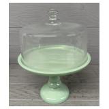 Jadite Like Cake Stand with Glass Top