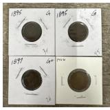 (4) 1895- 1900 U.S. Dimes