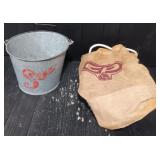 Old Metal Bucket & Knapsack