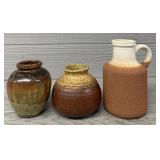 (3) Assorted Pottery Decor Pieces