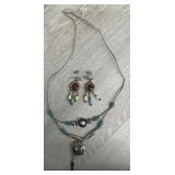 Native Turquoise Necklace & Sterling Earrings