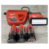 M12 LED Light, Charger & (3) Batteries *See Below