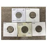 (5) 1921- 37 Buffalo Nickels