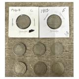 (8) 1905-12 V-Nickels