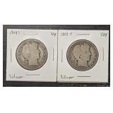 1908-S & 1908-O Barber Half Dollars