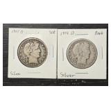 1906-O & 1907-D Barber Half Dollars