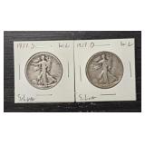 1929-D & 1933-S Walking Liberty Half Dollars