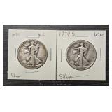 1934-S & 1935-P Walking Liberty Half Dollars