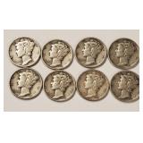 (8) Silver Mercury Head Dimes