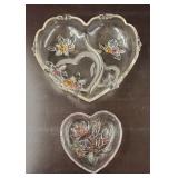 (2) Glass Heart Dishes