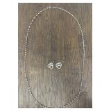 Sterling Silver Necklace & Heart Earrings