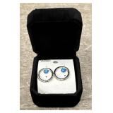 Lab Created Blue Opal Earrings