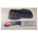 Damascus Fixed Blade Knife w/ Sheath #3