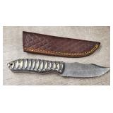 Damascus Fixed Blade Knife w/ Sheath #2