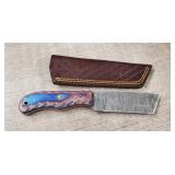 Damascus Fixed Blade Knife w/ Sheath #1