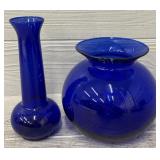(2) Cobalt Blue Vases
