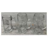 (3) Glass Beer Steins