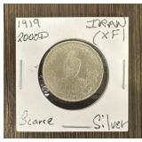 1919 Iran Silver 2000D Coin