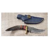 Damascus Fixed Blade Knife w/ Sheath #5