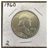 1960-P Franklin Half Dollar 90% Silver Coin