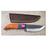 Damascus Steel Fixed Blade Knife w/ Sheath