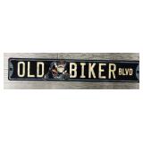 Old Biker BLVD Metal Sign