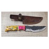 Damascus Steel Fixed Blade Knife w/ Sheath #2
