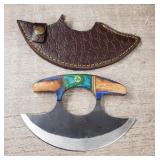 Damascus Steel Ulu Knife w/ Sheath