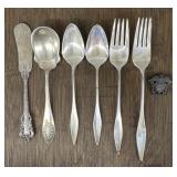 7.8 Oz Assorted Sterling Silverware & Pin