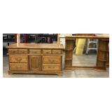 Large Wooden Dresser w/ Mirror