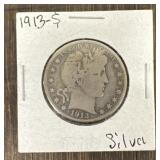1913-S Barber Half Dollar