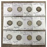 (12) 1946- 1951 Roosevelt Silver Dimes