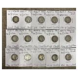 (15) 1913- 1944 Barber Silver Dimes