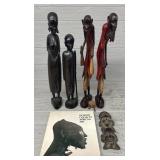 Assortment of African Wood Carvings & Book