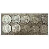(10) 1939-1960 90% Silver Washington Quarters