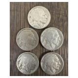 (5) Assorted Buffalo Head Silver Nickels
