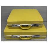 (2) Sears Travel Master Hard Shel Yellow Suitcases